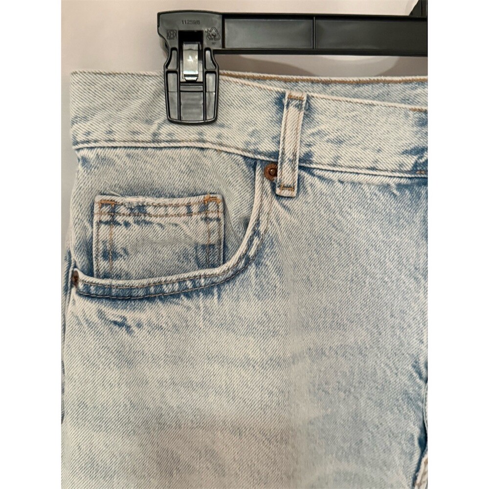 Zara Jeans Womens Size 12 Light Wash Blue Wide-Leg Cropped High Rise Raw12 - Picture 3 of 11
